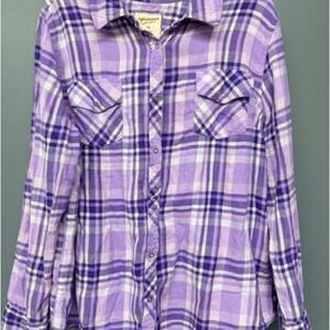 Arizona Jean Company Lavender Plaid Button Down Shirt